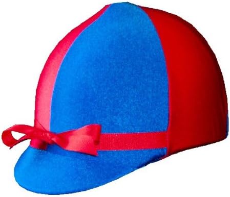Equestrian Riding Helmet Cover - Red and Royal Blue