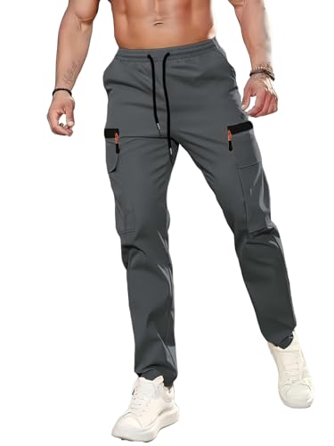 Hidkat Herren Outdoor Cargohosen leicht schnelltrocknend Wanderhosen Jogger mit elastischem Bund vielen Taschen für Reise Freizeit Alltag