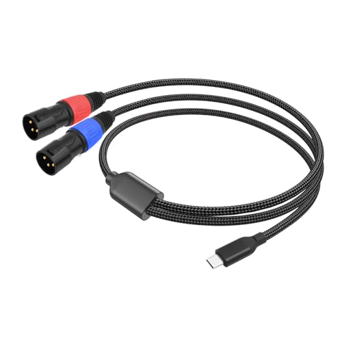 Câble Type-C à 2 Câble XLR cordon stéréo blindé avec connecteurs plaqués