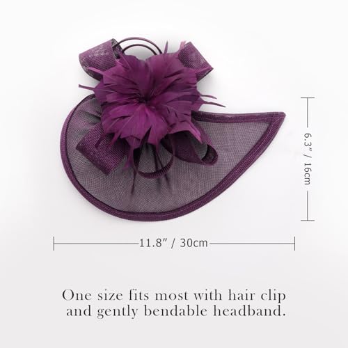 Image of DRESHOW Women Fascinator Hats Tea Party Hat Vintage Pillbox Hat Headband for Cocktail