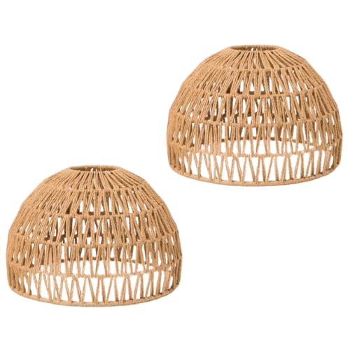 Handwoven Natural Jute Pendant Lampshade Rattan-Style Ceiling Light Shade for Boho, Rustic & Coastal Decor Wicker Dome Hanging Light Cover (H 26cm x 31cm) (2)