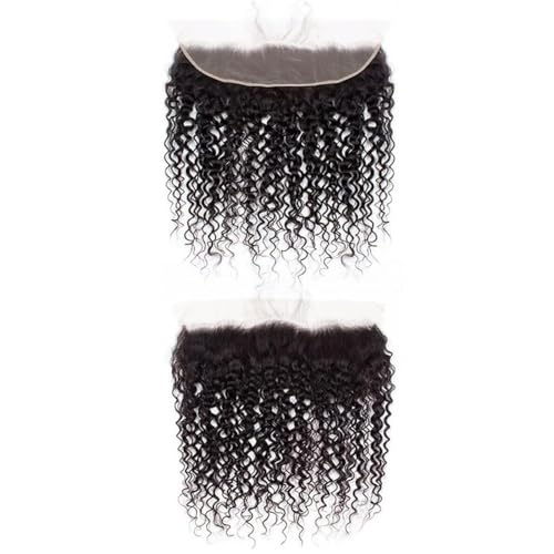 Cierre frontal de encaje 13x4 HD y extensiones de cabello humano rizado negro natural de 8 pulgadas