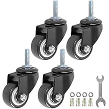 GXYY uoboeuq 1.5 Inch Swivel Caster Wheels PU 360 Degree Threaded Stem Caster Wheel M8 x 25mm, 330lb Total Load Capacity, Pack of 4