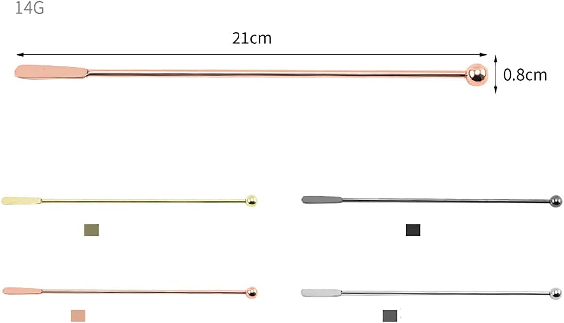 Swizzle Sticks, Reusable Stir Sticks, 4 Colors, 4Pcs, Stainless Steel, 21cm