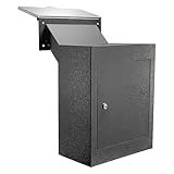 Through-The-Wall Drop Box with Rainproof Cover | Heavy Duty Through Wall Mailbox with 10-Inch Adjustable Chute | Rainproof Locking Drop Safe for Mail, Rent, Checks, Cash, and Keys