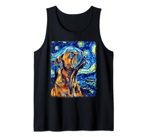 Cane Corso Dog Noche Estrellada Pintura Camiseta sin Mangas
