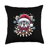 French Bulldog Christmas Buffalo Plaid Xmas Frenchie Lover Throw Pillow