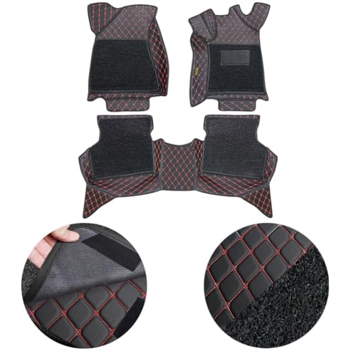 Image of Premium 7D Car Floor Mat for Mahindra XEV 9S | Black Red with Black