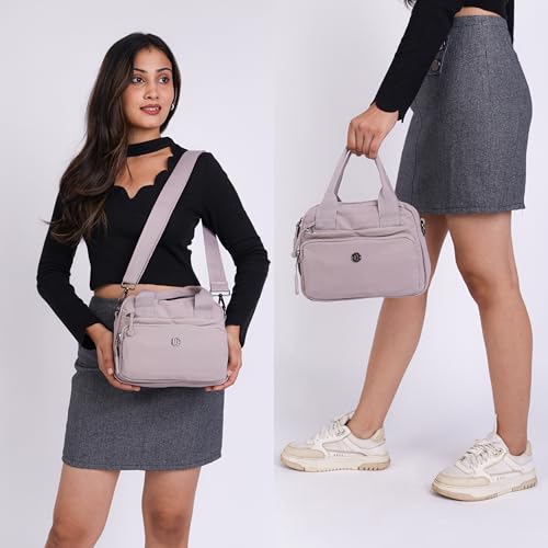 Image of TS WITH TECHSUN Small Women Crossbody Sling Bag Handbag for Travel Office Use, Water Resistant Nylon Shoulder Purse, Adjustable Strap Multipocket Organizer (25(L) X 19(H) X 9(W) CM)