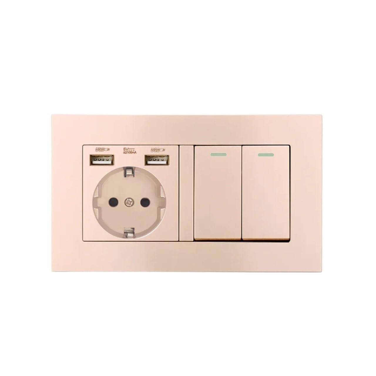 Standard Light Switch 146mm * 86mm Panel 16A Electrical Outlet 2 Gang 1Way/2Way Stair Corridor Switch Wall USB Socket(2 Gang 1 Way,A1 Black with USB)