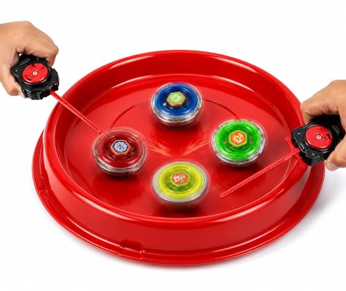 Image of Metal Fusion Set with Arena | Battle Spinning Tops Toy | 2 Tops 2 Launchers | Kids Fighting Game Toy Set Spinning Tops with Arena & Launchers