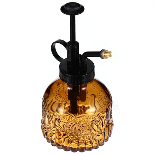 IMIKEYA Retro European Style Glass Watering Can Embossed Relief, Brown Glass Spray Bottle for Indoor Gardening, Plant Mister Suitable for Flowers and Succulents