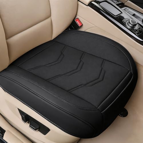 SOURUanly 車用 シートカバー 座面のみ 座布団 PU レザー カーシートカバー 運転席 助手席 座席シート カーマット 汎用 防水 シートクッション 滑り止め (ブラック)