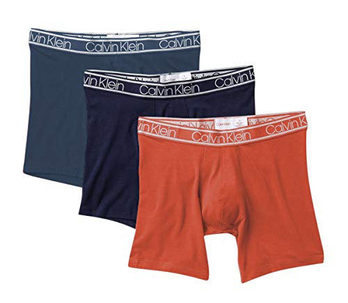 Calvin Klein Men`s The Ultimate Comfort Viscose Made from Bamboo Boxer Briefs 3 Pack (Orange(NP2262-918)/Navy, Large)