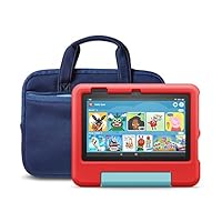 Fire 7 Kids tablet (32 GB, Red) + NuPro Zipper Sleeve (Navy/Blue)
