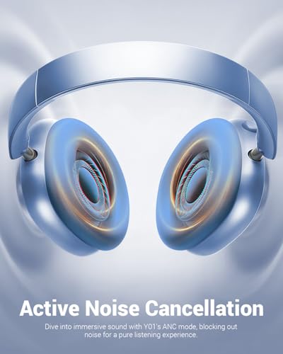Image of Wentronic Y01 Wireless Noise Canceling Headphones Bluetooth 5.3 Over Ear Headphones with Microphone, Hi-Res Audio, 48H Playtime, Foldable Comfortable Earpads,Compatible with iOS,Android,PC, Blue