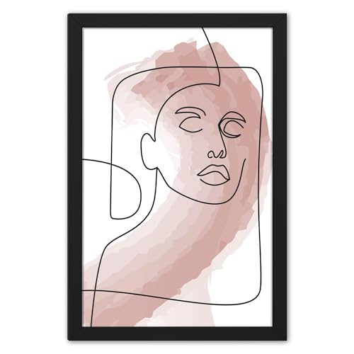 Image of Ritwika's Abstract Wall Art Of Outline Of Women Portrait Painting With Frame | Perfect For Home and Office Decor | With Glass, Size 13.5 inch x 19.5 Inch, Set of 1 (03 - WOMEN)