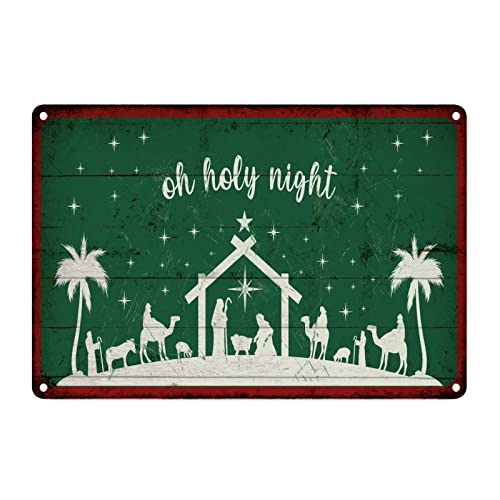 Panneau mural en métal vintage Noël vert 30x45 cm pour déco rétro