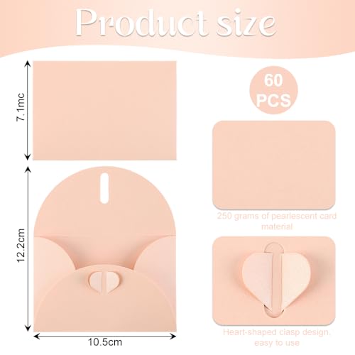Lvjkes Mini Briefumschläge, 60 Stück Perlglanz kleine Umschläge, für DIY Bastelprojekte, Hochzeit Geburtstagsfeier Einladung (Rosa)