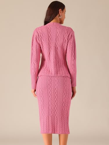 Seta T Womens' Fall Winter Casual Sweater Sets V Neck Cardigan Two Piece Outfit Midi Skirts Lounge Set4