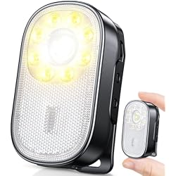 Cuvccn 500LM Bright Mini EDC Flashlight Rechargeable, 10 Modes Running Lights for Runners with Spot & Flood Light, Waterproof Track Lighting Head, Small Clip on Flashlight for Walking, Camping, Hiking