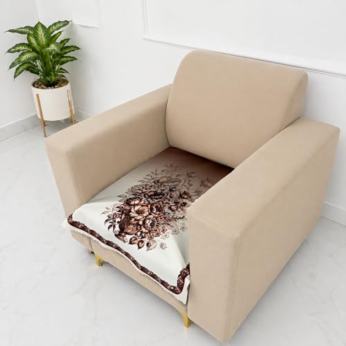 Image of Homerz Premium 'Luxe Series' Holland Velvet Sofa Cover | Smooth Finish | Anti-Skid Fleece Backing | Soft Touch Couch Protector for Living Room (Rust, 1 Seater, Only Seat Cover)