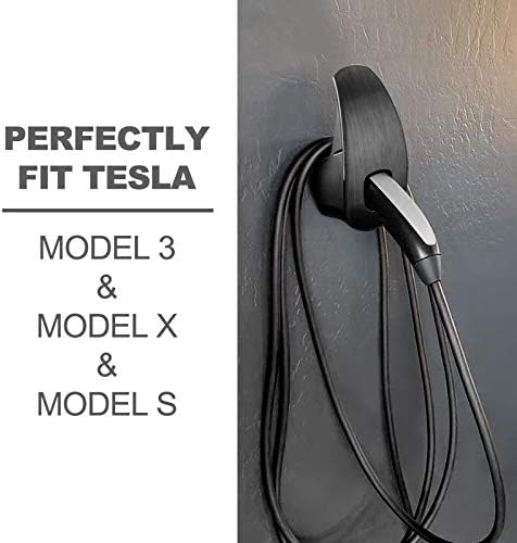 SUMK Model 3 Model Y Charger Cable Organizer, for Tesla Motors Wall Mount Connector Cable Organizer Bracket Charger Holder Adapter for Model S Model X Model 3/Y(Black) (Black)