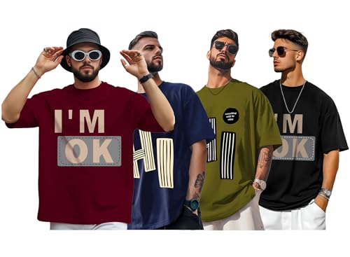 Image of AUSK Oversized T-Shirts || Printed Loose Fit Half Sleeve Tshirt for Mens