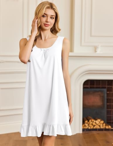 Ekouaer Nightgowns for Women Sleeveless Nightdress Cute Night Gowns Short Sleepshirt Soft Sleepwear Pajama Dress S-XXXL4