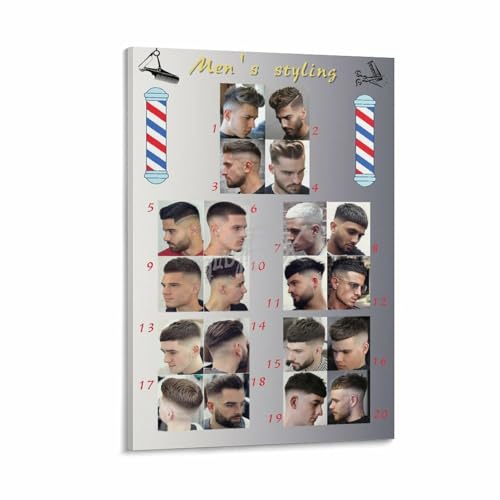 Salon Sign Male Hairstyles Trendy Fade Haircut Poster Canvas Painting