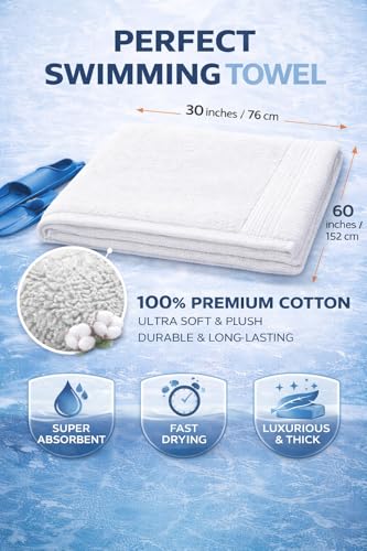 Image of Fitness Mantra Cotton Bath Towel 650 GSM | Heavyweight, Soft & Absorbent | Quick Dry | Large 30 x 60 Inch Towel for Daily Bath Use | 1 Peace| White|