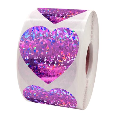 TOYZFRIENDY Pegatinas Adhesivas de Corazón Morado 3,8 Cm 1 Rollo para Scrapbooking, Sellado en Material Escolar y Embalaje