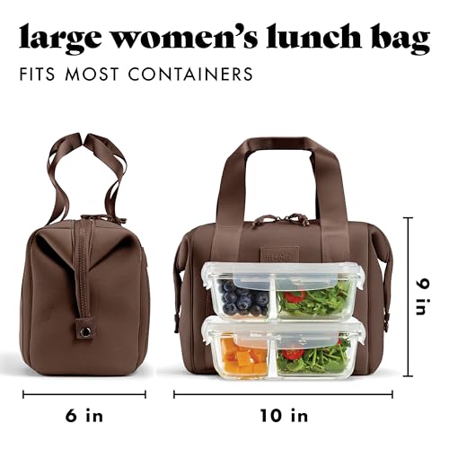 Fit & Fresh Remi Lunch Bag for Women Work – Neoprene Lunch Tote with Containers & Ice Pack, Reusable Meal Prep Lunch Box, Large Capacity, Machine Washable, Chocolate by Fit & Fresh - Image 3