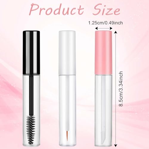 Molain Empty Mascara Tube, 5ML Eyeliner Tube and Lip Gloss Tubes, Eyelash Cream Container Bottle with Rubber Inserts for Castor Oil, Ideal Kit for DIY Cosmetics Clear Travel Bottle(Multil,5ml) - Image 4