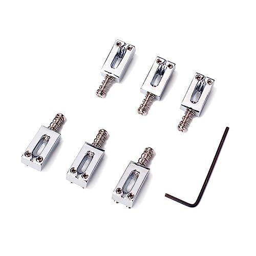 SUPVOX 6 1 Guitar Bridge Saddle Set Durable Replacement Parts with Gorgeous Finish for Made Guitars Silver
