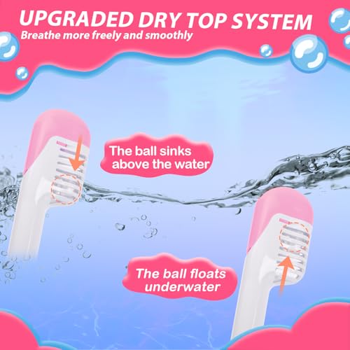 Máscara de snorkel para niños, máscara de buceo con vista panorámica 180°, sistema de respiración nuevo, color rosa XS miniatura 5