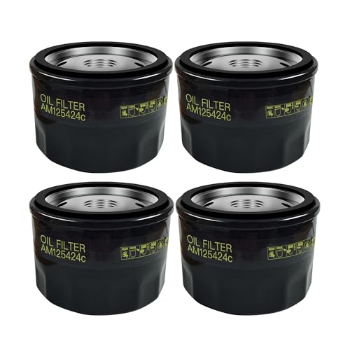 4 Pack AM125424 Oil Filter for John Deer AM125424c GY20577 D140 D130 D110 D105 X350 X320 X300 S140 S110 S100, Replace for Kawasaki 49065-7007 49065-0721