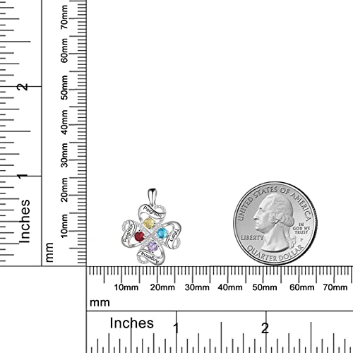 10K/14K/18K Gold Personalized Birthstone Heart Pendant Necklace Sterling Silver Custom 3~5 Name Birthstone Necklace Gemstone Jewelry for Wife, Family, Friend, Her3