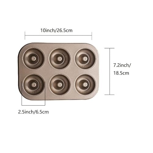 6 Cup Donut Pan Cake Mold - Round Non-Stick 6-Cavity Carbon Steel Doughnut Baking Tray/Mould - Home, Cafe Bar And Restaurant Bakeware For Oven Baking (6 Cups Round Shape) #TOP1