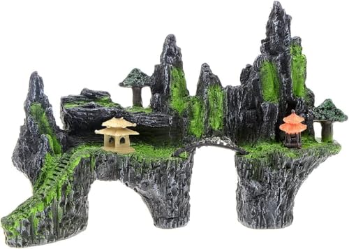 MC MEICHUANG Mountain View Aquarium Ornament Tree House Bridge Fish Tank Decoration