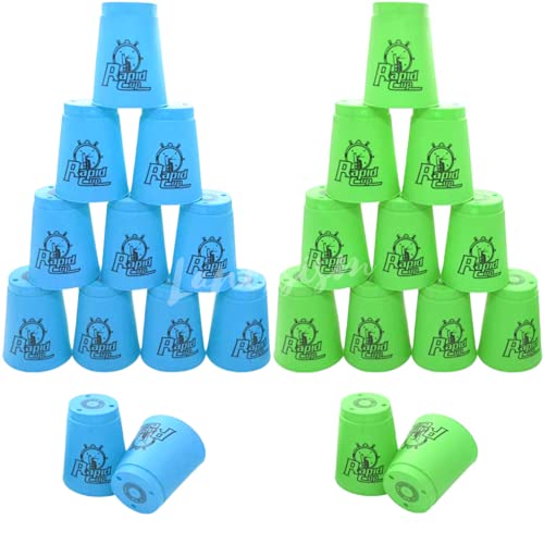 Lancisism 24Pcs Quick Stacking Cups, Sports Cup Stacking Set, Bpa-Free Material Classic Family Game, Great Gift Idea For Challenge Competition Game Training (Blue & Green) #TOP24