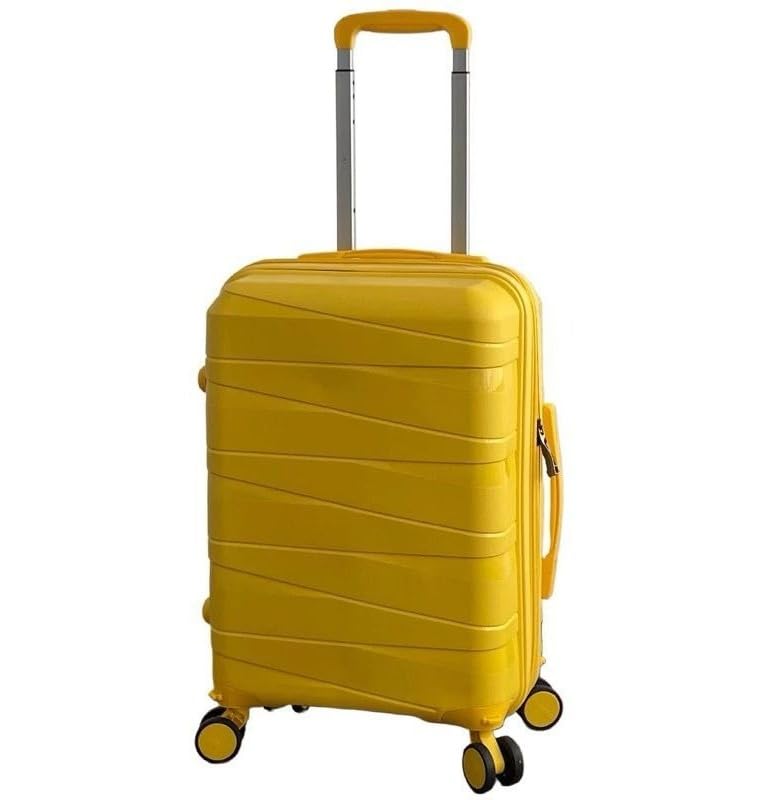 Mala de Viagem/Bordo 10KG—Material PP(Polipropileno) EXPANSÍVEL(ziper dupla)-Roda Fixo.mala de viagem；malas de viagem(Amarelo-(PP),N-21)