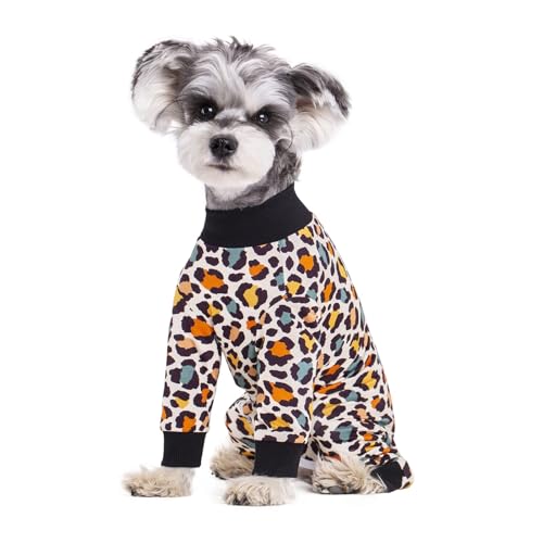 Image of Dog Surgery Recovery Suit for Small Dogs, 4-Legged Dog Onesie After Surgery with Back Snaps, Breathable Cotton Spay and Neuter Bodysuit for Female and Male Dogs