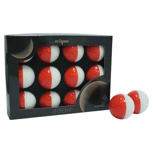 Nitro Eclipse Golf Balls, White/Red
