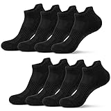TUUHAW 8 Paar Sneaker Socken Herren Damen Sportsocken Atmungsaktive Gepolsterte Laufsocken Baumwolle Schwarz 39-42