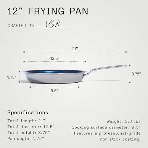 Made In Cookware - 12" Non Stick Frying Pan (Harbour Blue) - 5 Ply Stainless Clad Nonstick - Professional Cookware - Induction Compatible