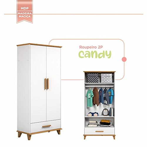 Guarda-roupa Infantil 2 Portas 1 Gaveta Candy Serpil Baby
