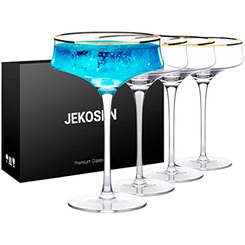 JEKOSEN NEW Crystal Martini Cocktail Glasses 12 Ounce Set of 4 With Premium Gift Box Premium Strong Lead-Free Clear Cover