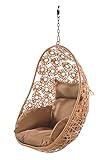 Hängekorb Hängesessel FLORAL mit Kissen ohne Gestell - Polyrattan - braun