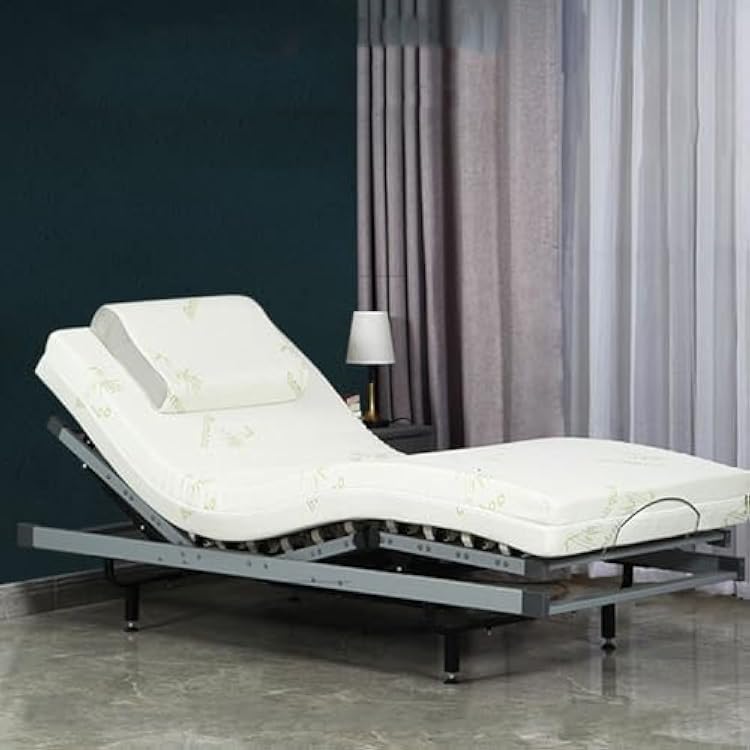 Adjustable Bed Frame Single Queen Metal Birch Smart Bed Frame Adjustable Head and Foot of Beds Remote Control Electric Beds Base with Massage Function for Bedroom, Hotel, Hospital, School